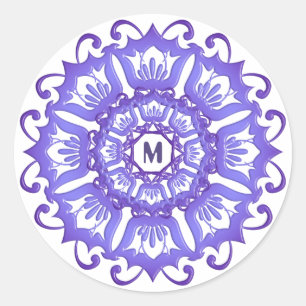 Adesivo Mandala violeta floral. Monograma