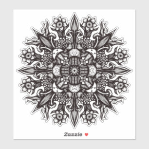 Adesivo Mandalas de Cogumelos Psikedélicos Preto e Branco