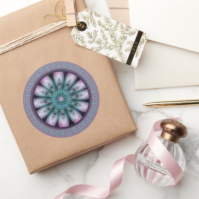 Adesivo Mandalas de Flores Rosa e Turquesa (Presentear)