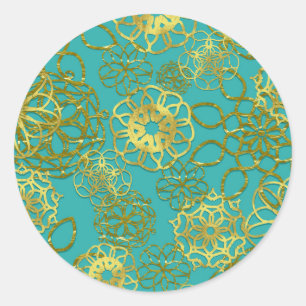 Adesivo Mandalas Florais Dourados Festa de Casamento Chá d