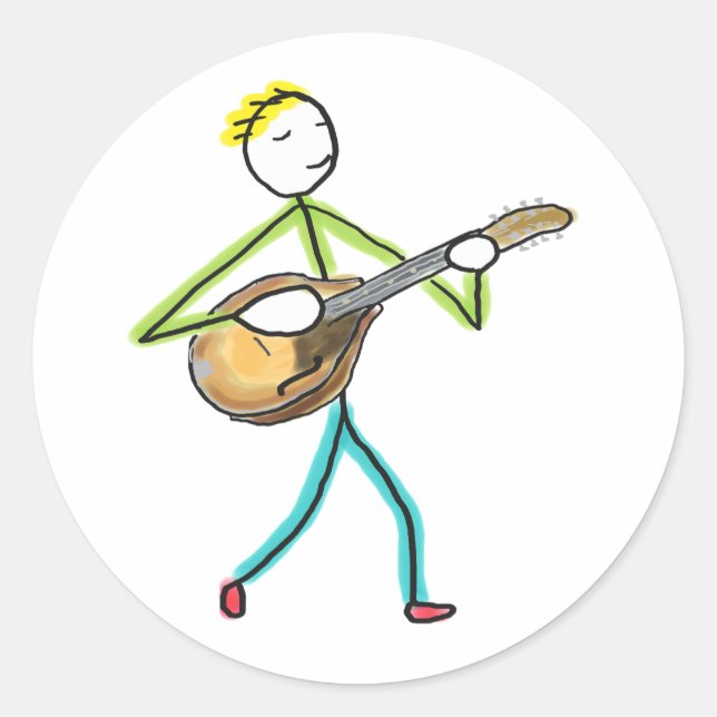 Adesivo Mandolin Playing Stickman (Frente)