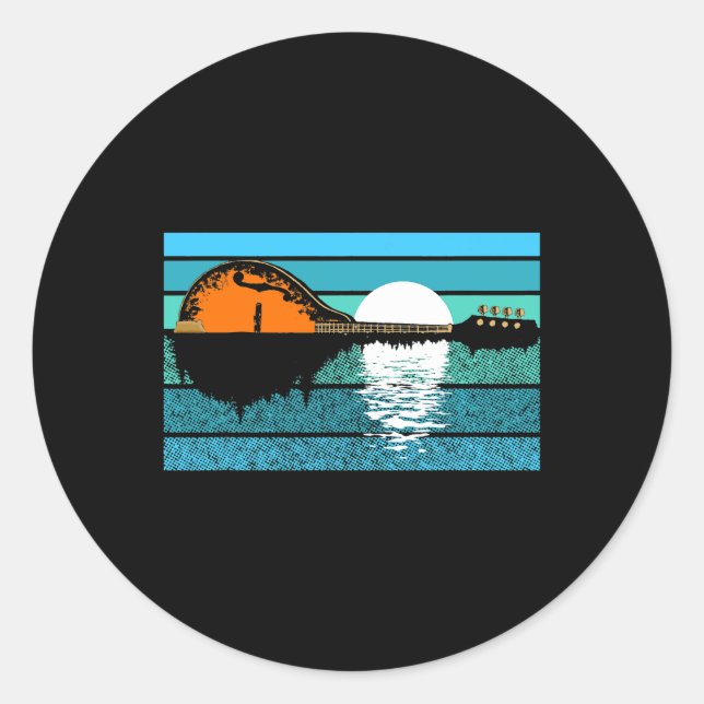 Adesivo Mandolin Trees Moon Night Refletion 80s Retro Blu (Frente)