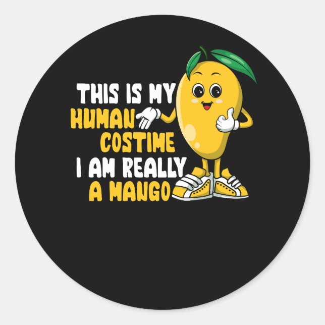Adesivo Mango Fruta Halloween Mango Costume Humano Eu sou  (Frente)
