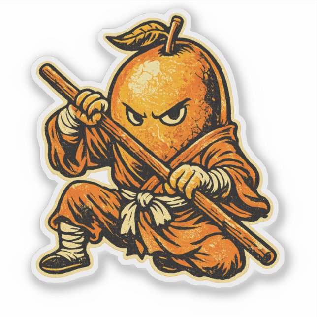 Adesivo Mango Monk — Guerreiro Shaolin de Fruta Tropical E (Frente)