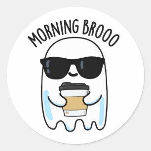 Adesivo Manhã Broo Funny Ghost Coffee Pun