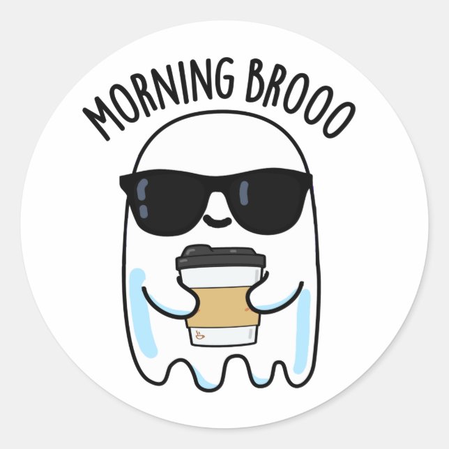 Adesivo Manhã Broo Funny Ghost Coffee Pun (Frente)