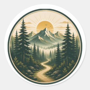 Adesivo Manhã Tranquila na Montanha Floresta Vintage ao