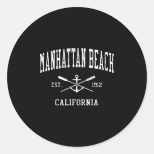 Adesivo Manhattan Beach Ca Vintage Crossed Oars & Bote