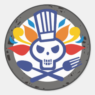 Adesivo Maníacos de chef crânios cruzam ossos comidas