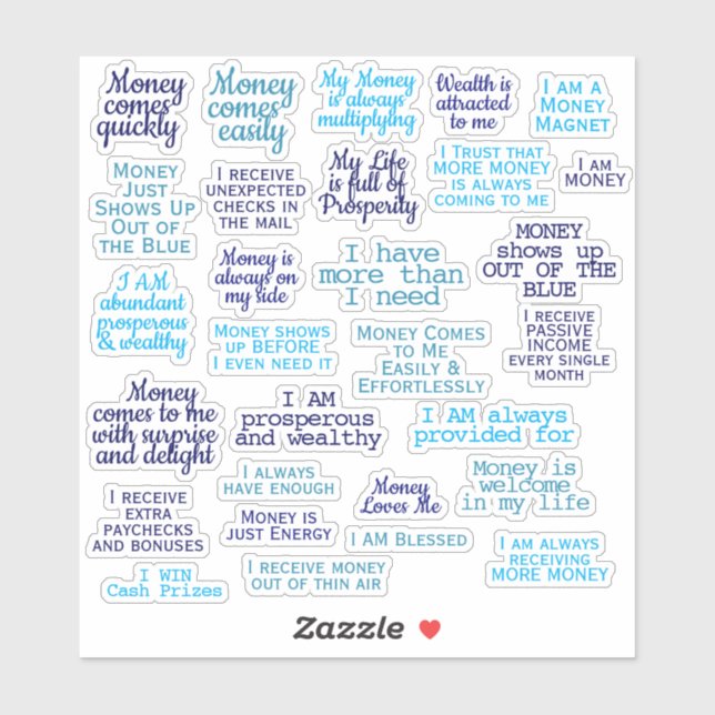 Adesivo Manifestação Money Prosperity Citações Manifestant (Folha)