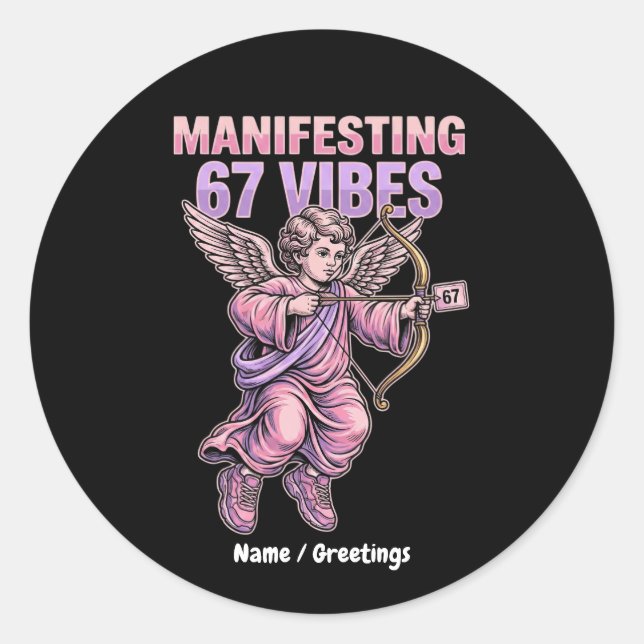 Adesivo Manifesting 67 Vibes Streetwear Cupid Vintage 90s  (Frente)