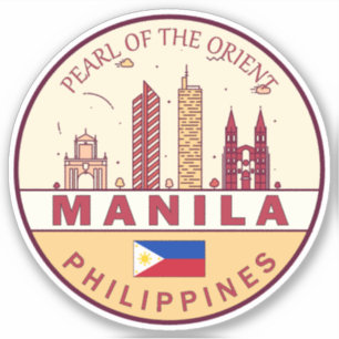 Adesivo Manila Filipinas City Skyline Emblem