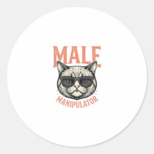 Adesivo Manipulador Masculino Óculos de Sol Gato Engraçado