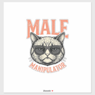 Adesivo Manipulador Masculino Óculos de Sol Gato Engraçado