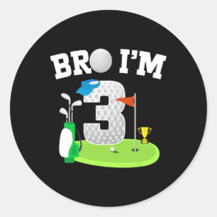 Adesivo Mano, tenho 3 anos Tema de Golfe aniversário de 3