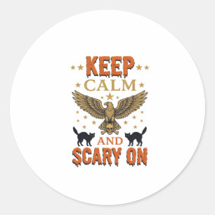 Adesivo Mantenha Calmo Design Vetorial de Halloween Vintag
