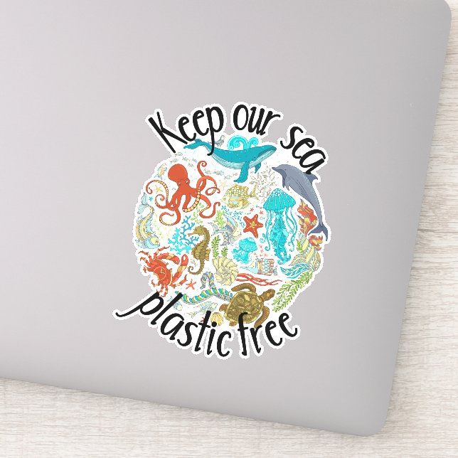 Adesivo Mantenha Nossa Tartaruga De Baleia Livre De Plásti (Detalhe)