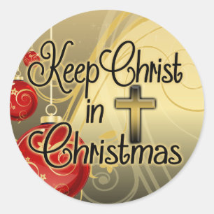 Adesivo Mantenha o cristo no Natal, ouro/cristão vermelho