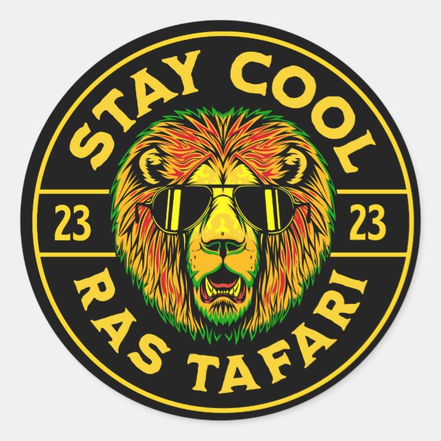 Adesivo Mantenha-se Legal Ras Tafari Botão Sticker (Frente)