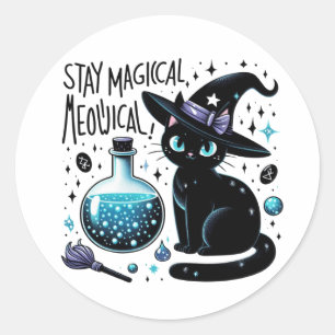 Adesivo Mantenha-se magia e meowgical bruxa negra