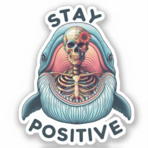 Adesivo Mantenha-se positivo - Esqueleto e baleia