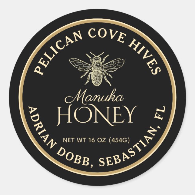 Adesivo Manuka Honey Black Vintage Beterrage Label (Frente)