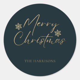 Adesivo Manuscrito Casual de Marinho de Folha de Ouro Feli