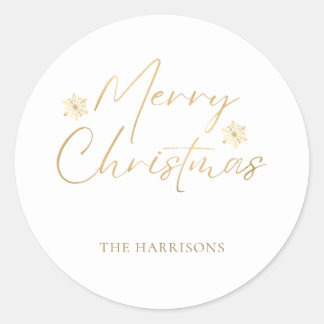 Adesivo Manuscrito Casual Feliz Natal Faux Gold Foil White