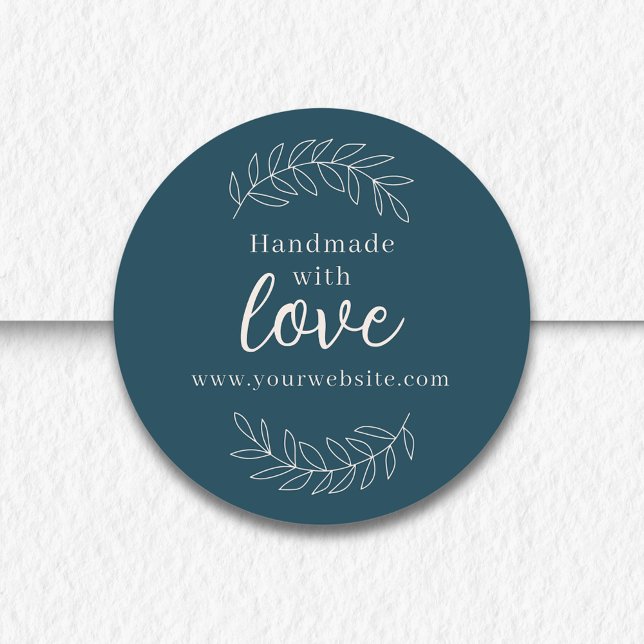 Adesivo Manuscrito Com Amor, azul (Create your own handmade with love stickers for your small business.)