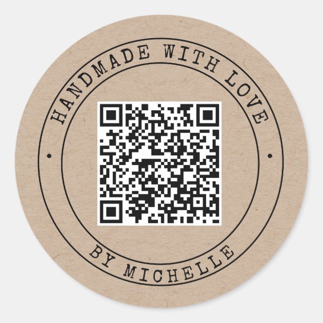 Adesivo Manuscrito com amor elegante kraft Classic Ro (Frente)