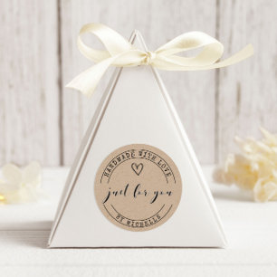 Adesivo Manuscrito Com Amor, Kraft Personalizado Sticker