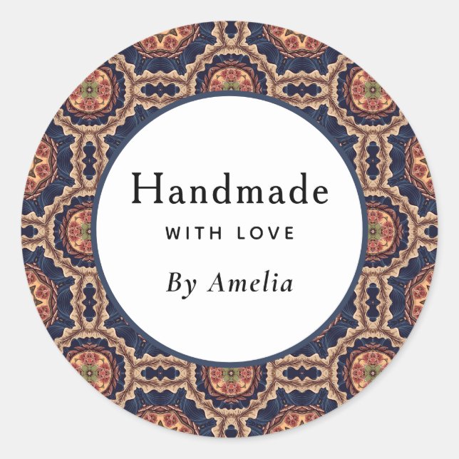 Adesivo Manuscrito com Flor de Amor e Padrão de Formas Est (Frente)