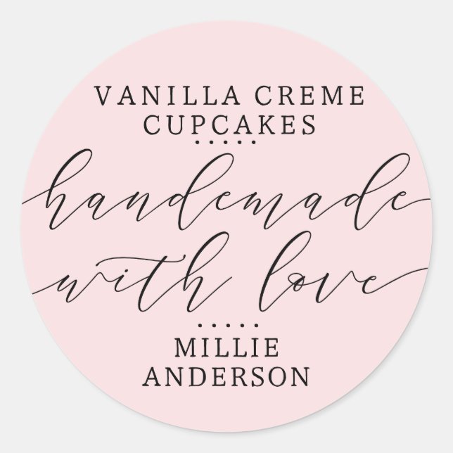 Adesivo Manuscrito com Love Script Heart Business | Rosa (Frente)