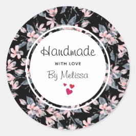 Adesivo Manuscrito com Pink de Amor e Padrão Floral de Cin