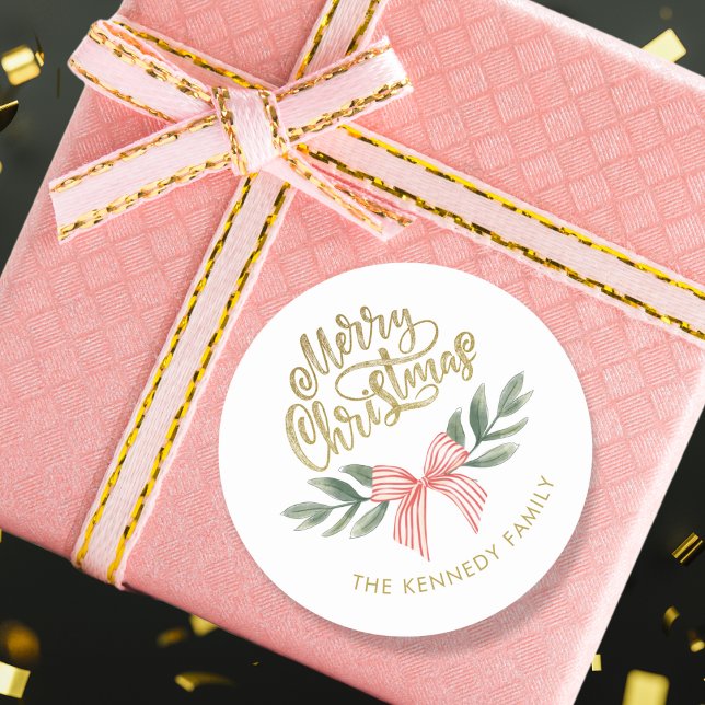 Adesivo Manuscrito de Arco de Aquarela Dourado Feliz Natal (Criador carregado)