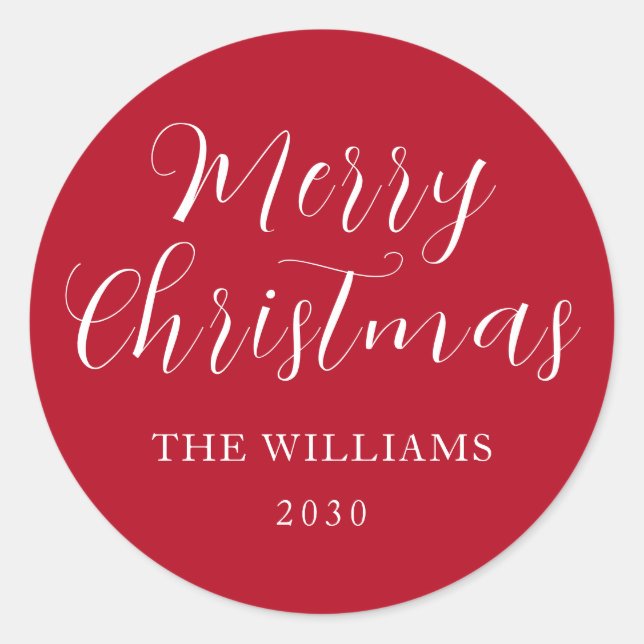 Adesivo Manuscrito Moderno Minimalista Feliz Natal Vermelh (Frente)