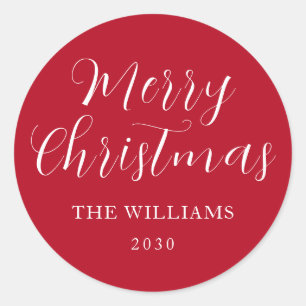 Adesivo Manuscrito Moderno Minimalista Feliz Natal Vermelh