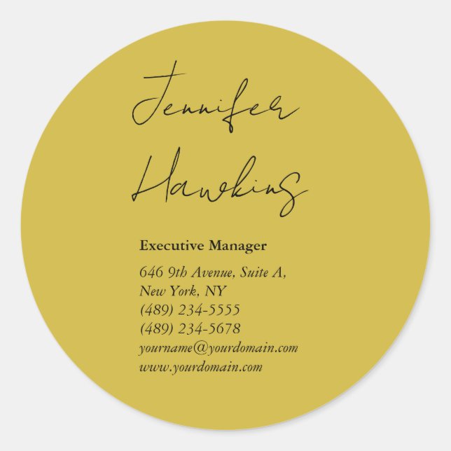 Adesivo manuscrito profissional de cor Dourada (Frente)