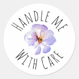 Adesivo Manuseie-me com cuidado Flores Azuis Aquarela