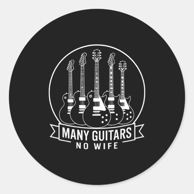 Adesivo Many Guitars One Wife Funny For Men Women  (Frente)