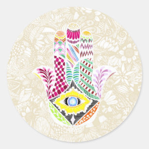 Adesivo Mão Artística Desenha Mão de Hamsa e Desenhos Flor