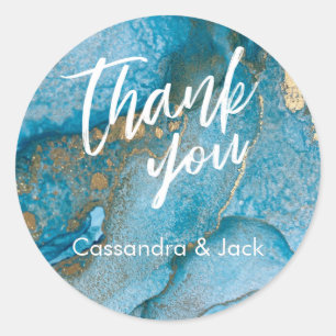 Adesivo Mão Casual de Abstrato de Arte Líquida Dourada e