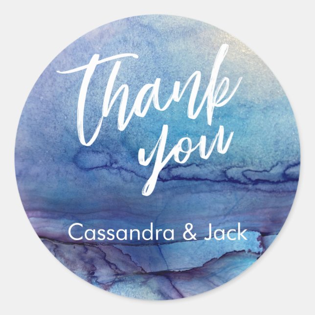 Adesivo Mão Colar Abstrato de Arte Líquida Azul e Roxa (Frente)