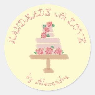 Adesivo MÃO COM AMOR bolo personalizado