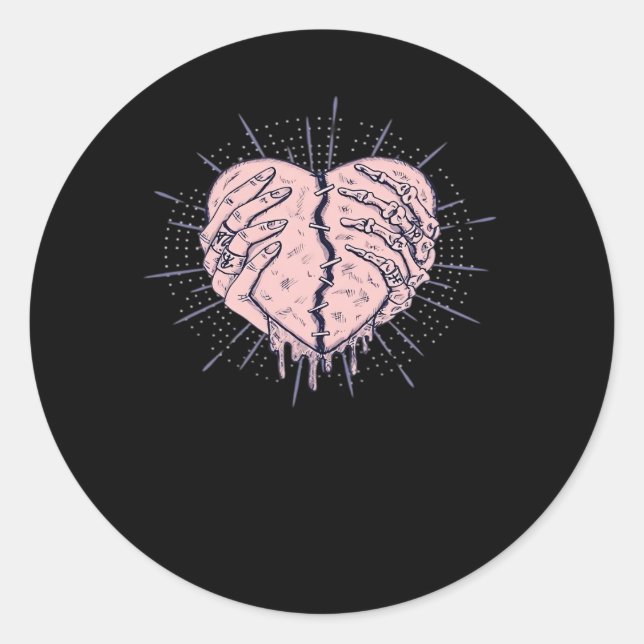 Adesivo Mão De Esqueleto Com Cardíaco Clássico (Frente)