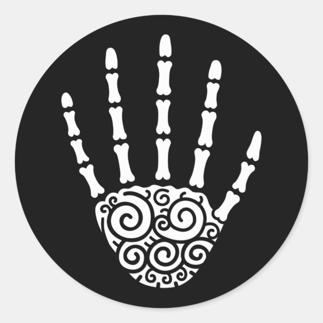 Adesivo Mão de Esqueleto Espiral (Frente)
