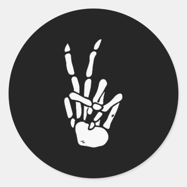 Adesivo Mão de Esqueleto Sinal de Paz Osso  (Frente)