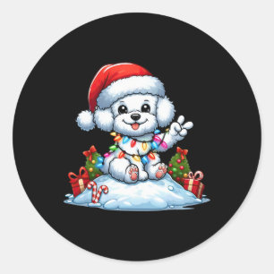 Adesivo Mão de Paz Bichon Frise Luzes de Natal Mulheres Cã