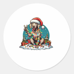 Adesivo Mão de Paz Weimaraner Cão Cachorro Luzes de Natal 