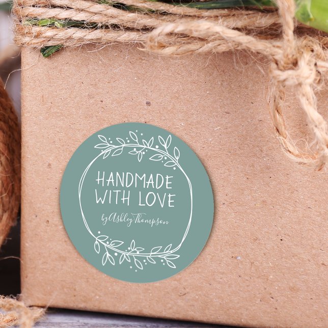 Adesivo Mão Desenhada À Mão Com Amor Teal Personalizado (Criador carregado)